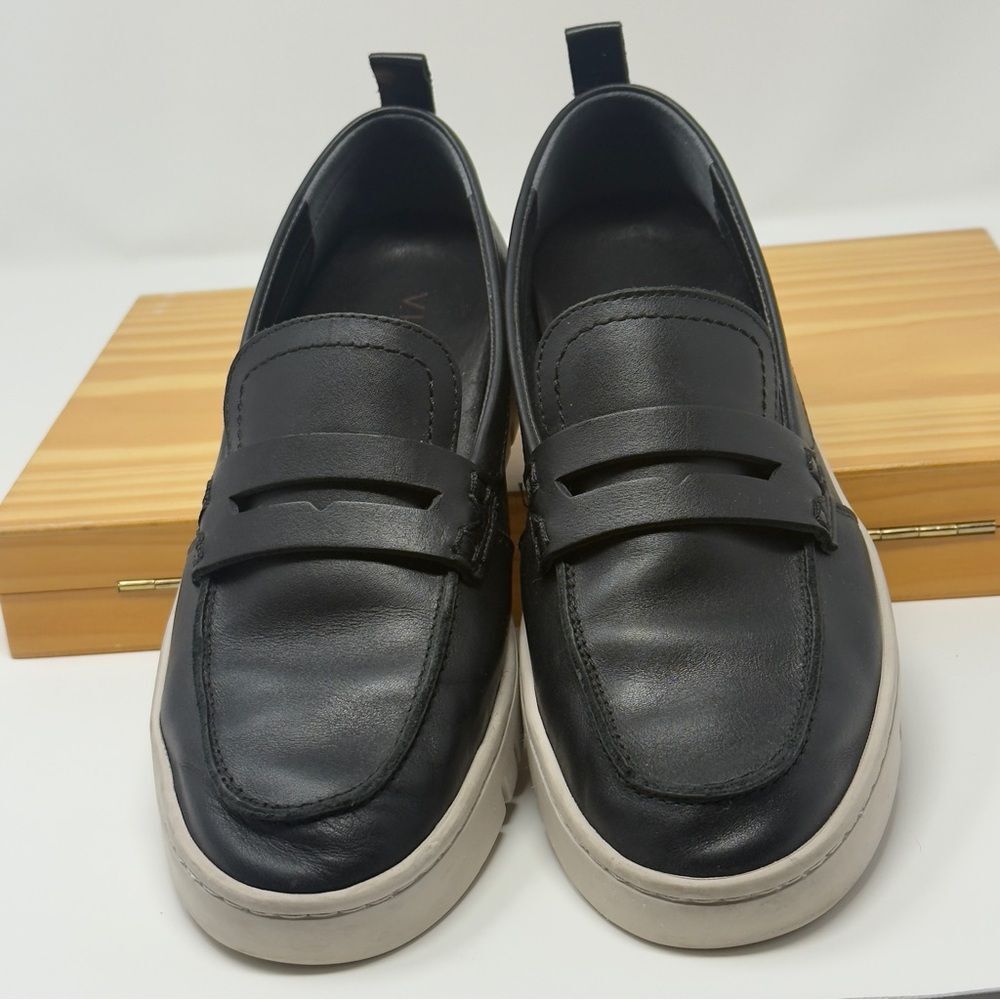 Vionic Uptown Loafers Womens 7 Black Leather Slip On Comfort Shoes